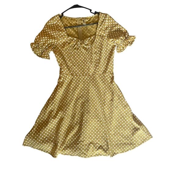 Golden short polka dot dress size medium - Picture 1 of 3